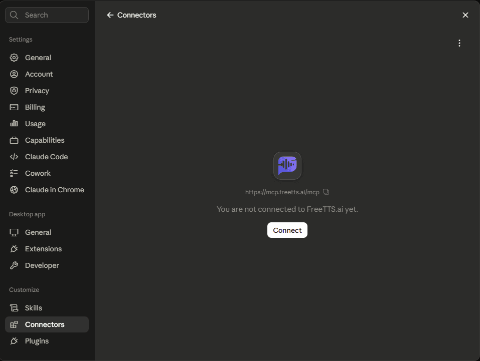 FreeTTS.ai running inside Claude, screenshot 2 of 6