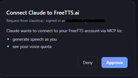 FreeTTS.ai running inside Claude, screenshot 3 of 6